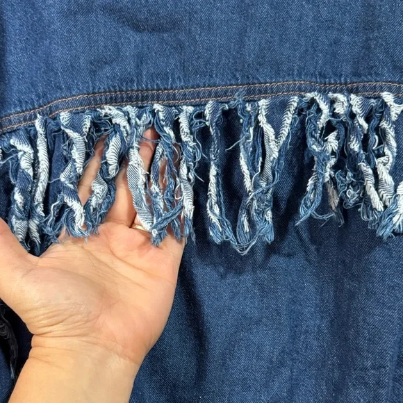 Fringe Denim Jean Jacket - Picture 9 of 9